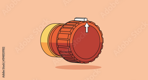 Illustration of a camera lens control dial with an adjustment arrow.