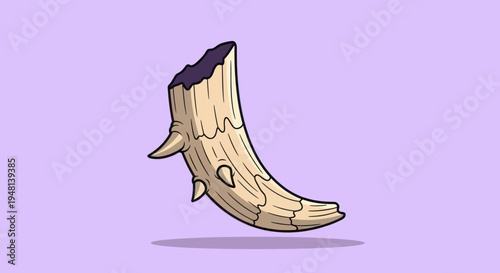 Cartoon illustration of a broken wood log floating on a purple background.