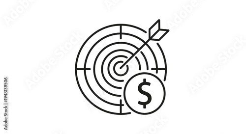 Financial target with dollar sign hit.