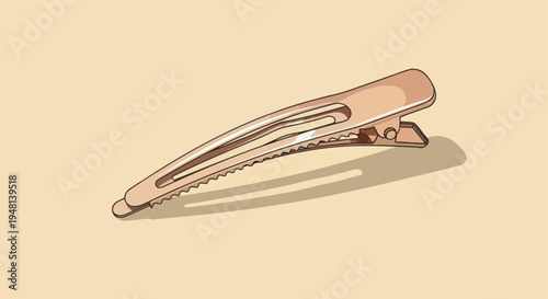 Close up of a rose gold alligator hair clip on a plain background
