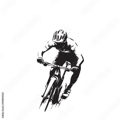 mountain bike athlete on white background