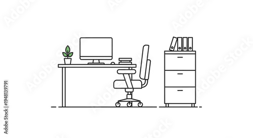 Office Desk with Computer Chair.