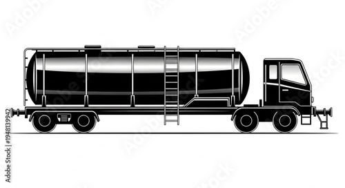 Detailed Illustration of a Tanker Truck for Liquid Transport.