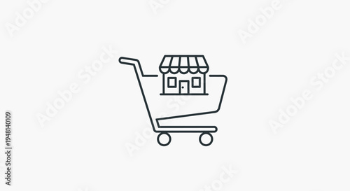 Shopping cart with store icon.