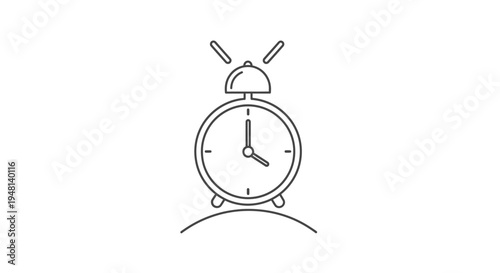 Simple Line Drawing of Alarm Clock.