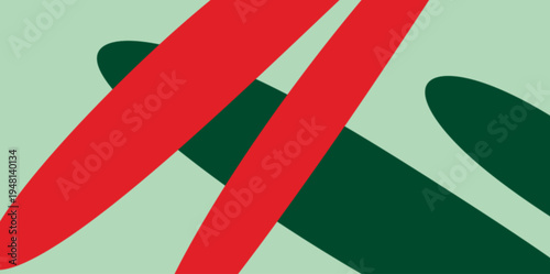 Overlapping Diagonal Fluid Pillar Illustration. Modern vector illustration background featuring overlapping red and green diagonal pillars creating depth and a sophisticated geometric layout.