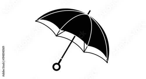Stylized Black and White Umbrella Illustration for Weather Protection.