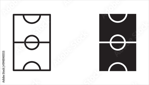 Football field icon set. Simple black vector. Editable white background.