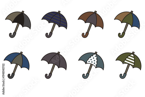 おしゃれでシックな傘のイラストセット