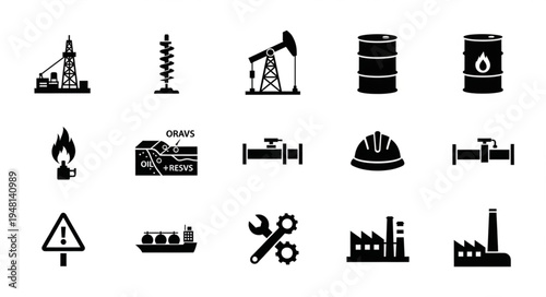 Oil and Gas Industry Icons - A Comprehensive Vector Set.