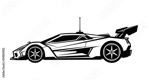 Sleek Supercar Illustration - A Detailed Side View of a High-Performance Vehicle.