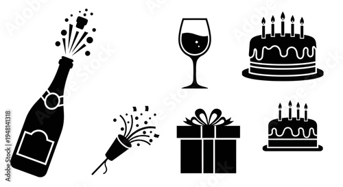 Celebration Toast with Wine Glass and Wrapped Gift Box