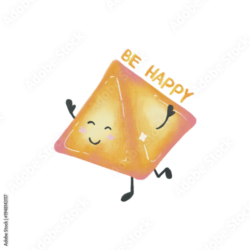 Cute Orange Diamond Character Saying Be Happy Quote