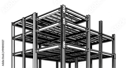 Steel Framework Construction - A Detailed Architectural Blueprint.