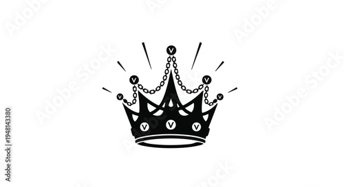 Black crown icon with jewels and chains