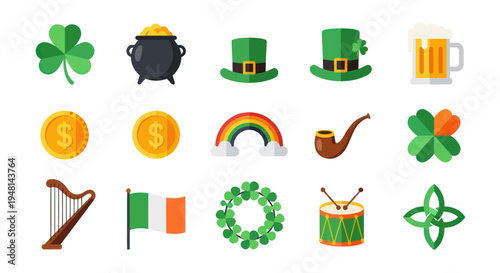 St patricks day festive vector icons