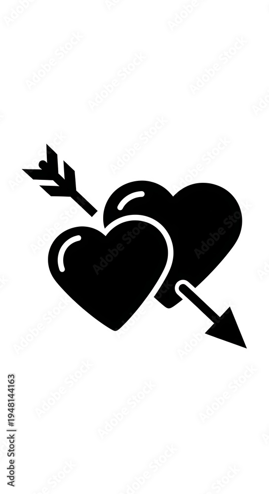 Obraz premium Two Hearts Pierced by Arrow - Symbol of Love and Affection.