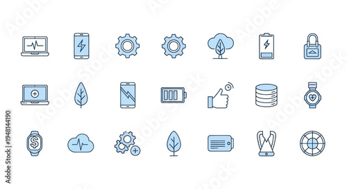 Technology icons set on white background