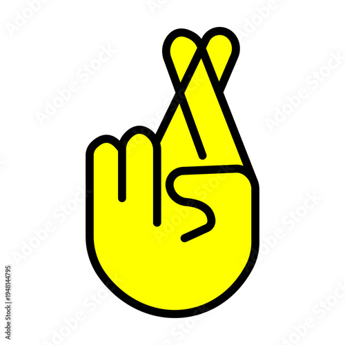 Crossed Fingers Icon Isolated on White Background – Luck and Hope Symbol