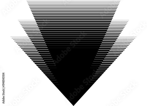 Base for label, shield. Black sharp striped arrow on white background. Pointer, direction, Vector design element and from thin lines. Halfton