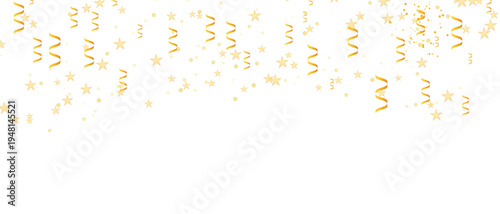 Vector Illustratio Design Golden confetti and stars on transparent background for celebration and party themes