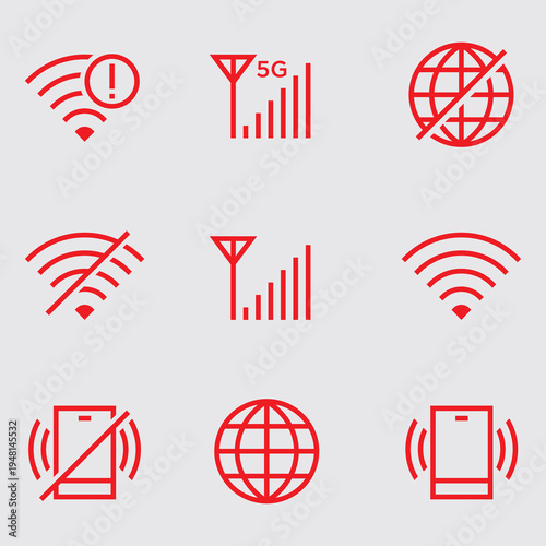 Network and Connectivity Status Icons Set