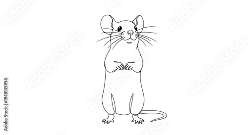 Cute cartoon mouse standing upright.