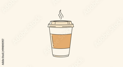 Brown Coffee Cup With Steam Rising.