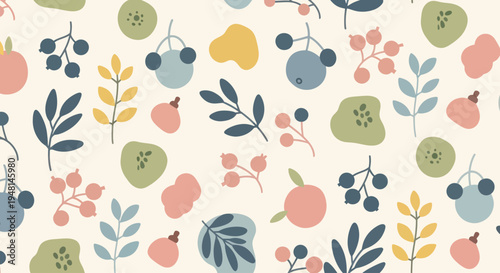 Colorful illustration of various fruits.