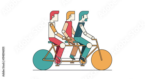 Two People Riding Tandem Bicycle Together.