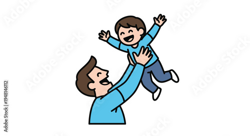 Father holding little boy in air.