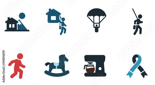 Various icons on white background.