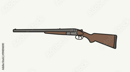 Rifle gun with wooden stock.