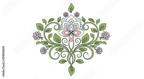 Intricate Floral Embroidery Design Pattern.