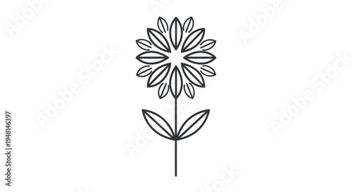 Simple line drawing of a flower.