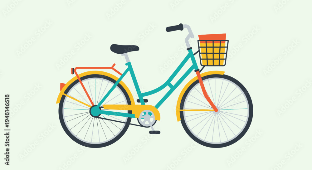 Fototapeta premium Colorful bicycle with basket attached.