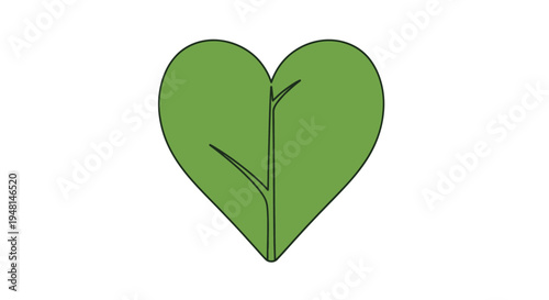 Green heart shaped leaf icon symbol.