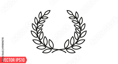 Simple black outline laurel wreath icon representing victory, achievement, and honor on a white background.