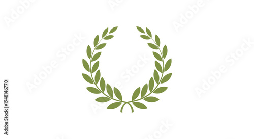 Stylized olive green laurel wreath symbolizing victory, achievement, honor, and peace on a clean white background.