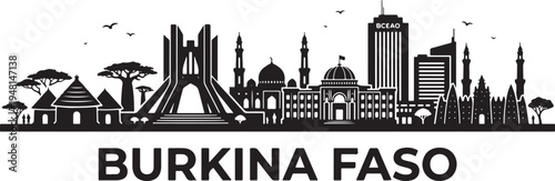 Modern cityscape of Burkina Faso with iconic landmarks and cultural architecture