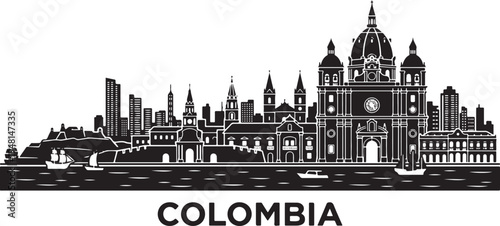 Stunning black and white cityscape of Colombia's historic architecture