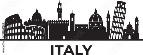 Iconic Italian landmarks in a stunning cityscape silhouette