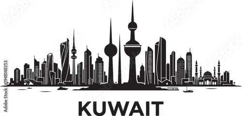 Kuwait city skyline silhouette illustration