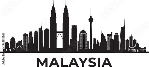 Malaysia city skyline silhouette illustration
