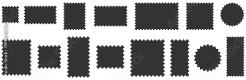 Set of blank rectangle and square Postage stamp frames. Postage stamp vector icons.Blank postage stamps borders vector set. Mockup postage stamps ,Postage stamp set, templates