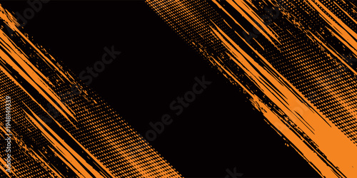 orange black brush Car sticker wrap pattern banner abstract sporty lines black orange color combination grunge brush modern pattern racing motorsport design.vector illustration. eps 10