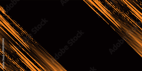 orange black brush Car sticker wrap pattern banner abstract sporty lines black orange color combination grunge brush modern pattern racing motorsport design.vector illustration. eps 10
