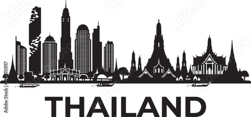 Stunning Bangkok cityscape with traditional Thai architecture