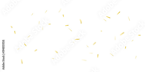 A festive and celebratory abstract background with a multitude of scattered confetti and streamers in golden creating a joyful, dynamic pattern on a clean white background.	