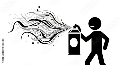 Silhouette of a Person Spraying Paint with Artistic Flair.